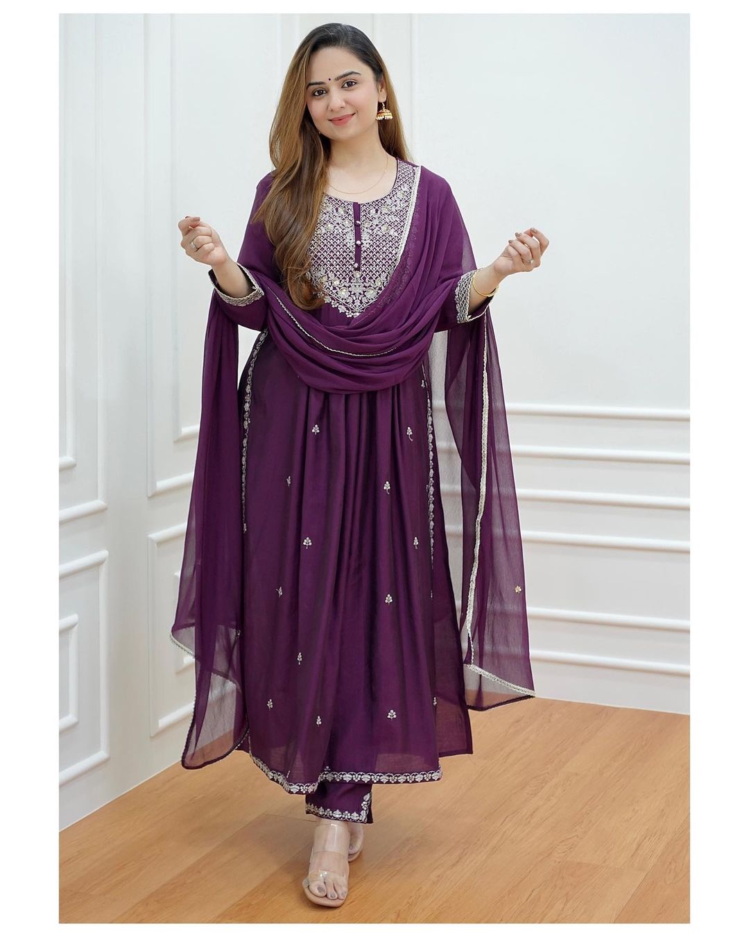 Beautiful Bandhani Suit With Heavy Embroidery Work
