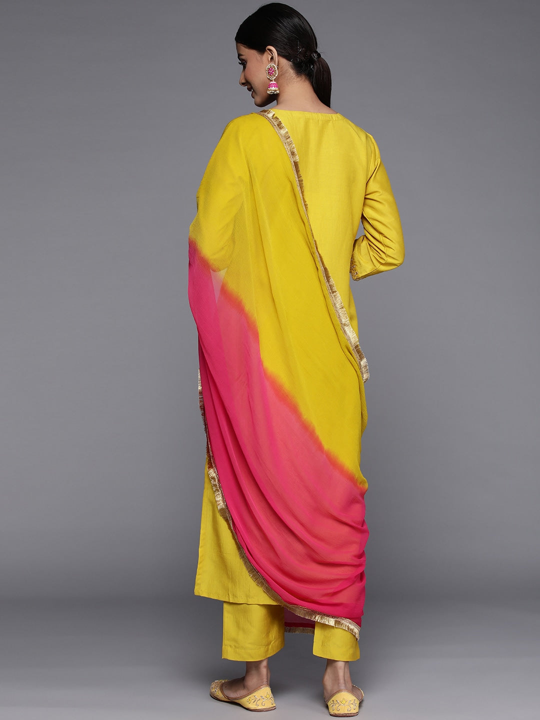 Muslin Fabric Embroidery Work Kurta Set With Dupatta