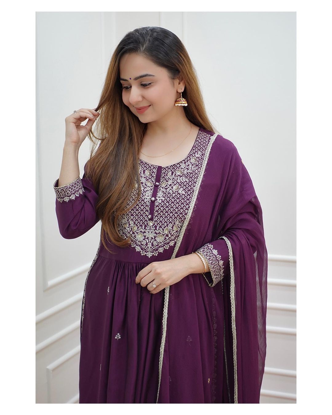 Beautiful Bandhani Suit With Heavy Embroidery Work