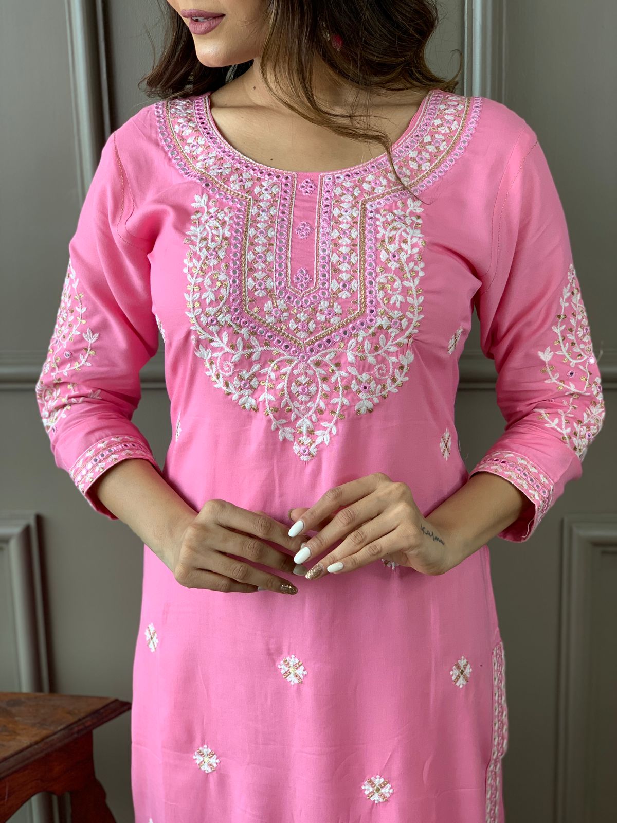 Beautiful kurta with heavy embroidery work with dupatta