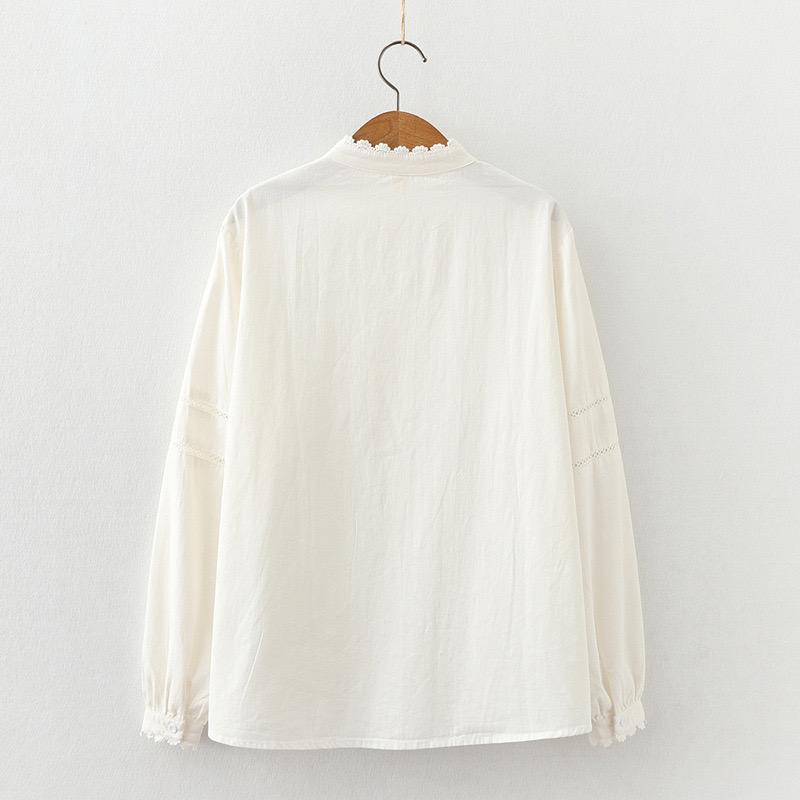 Cotton Solid Long Sleeve Shirt Women