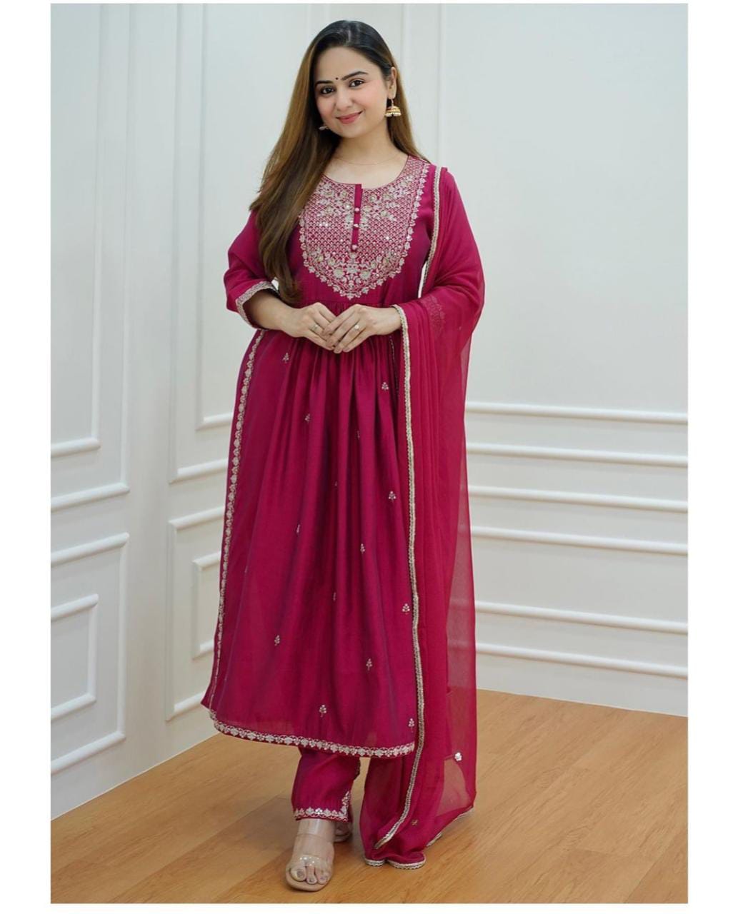 Beautiful Bandhani Suit With Heavy Embroidery Work
