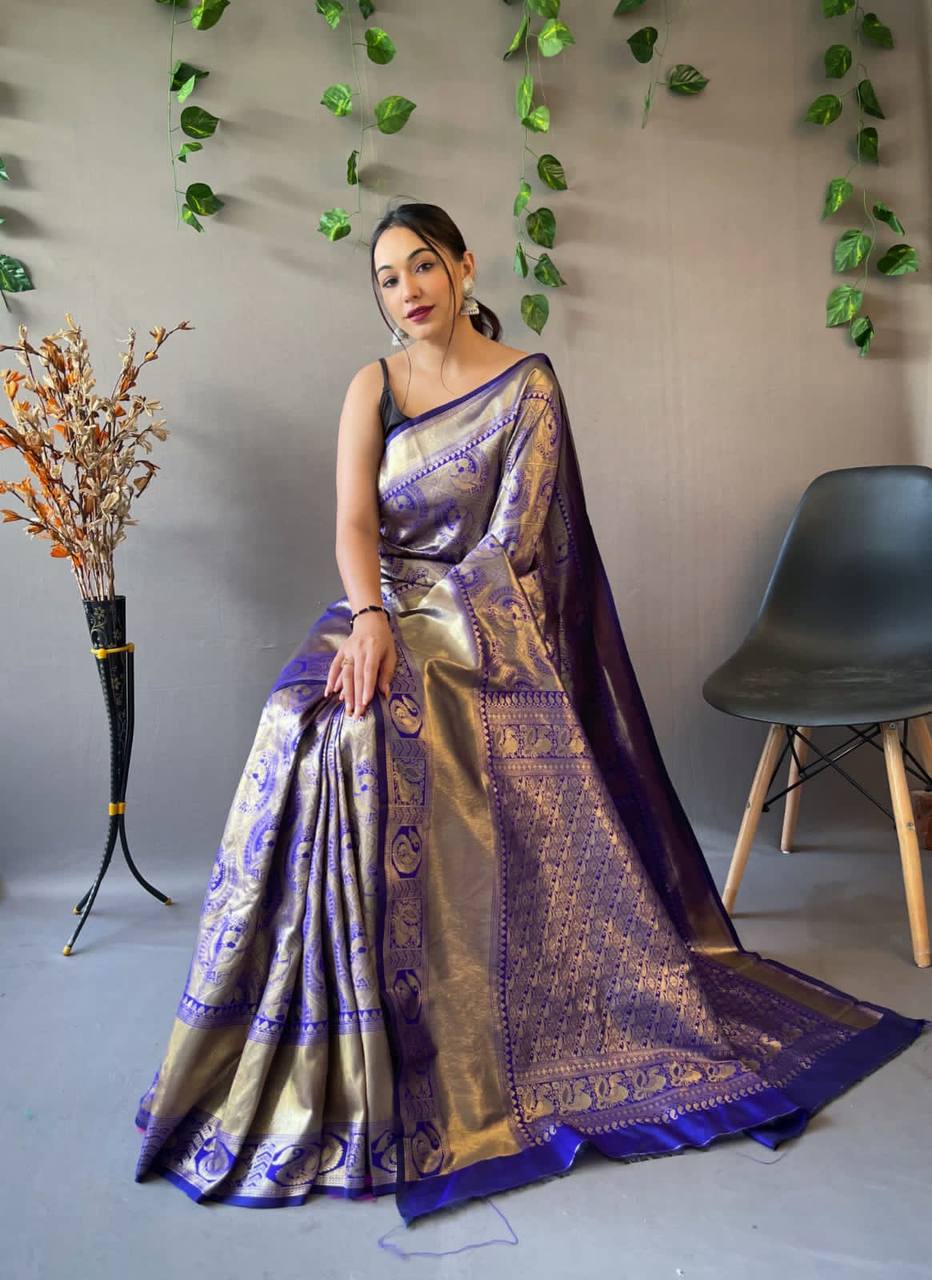 Heavy Silk Pure Blue Saree