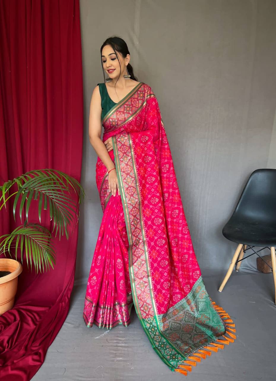 Rani Soft Rangeen Patola Silk Saree