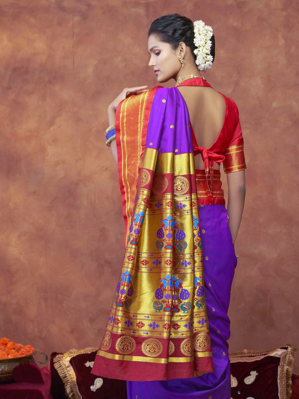 Indigo Beautiful Rahi Paithani Saree With Jari Work