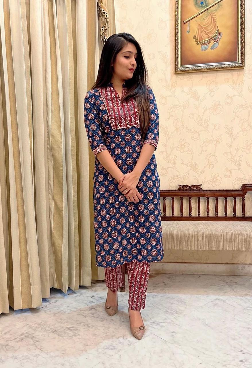 Daily Wear Superhit Cottan With Digital Printing Kurti Pent Set