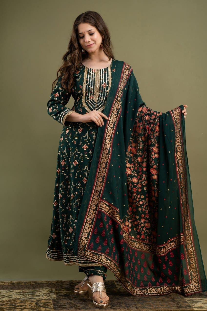 Pure Rayon Fabric Print Straight Kurti Set