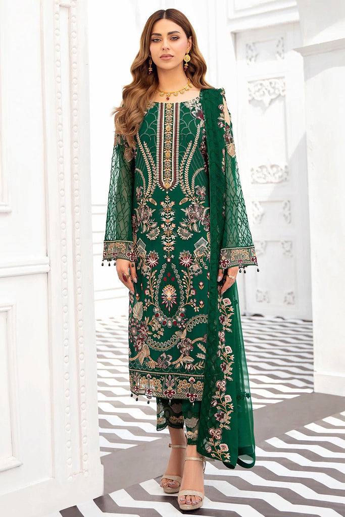 Green Faux Georgette Salwar With Nazmin Dupatta Set