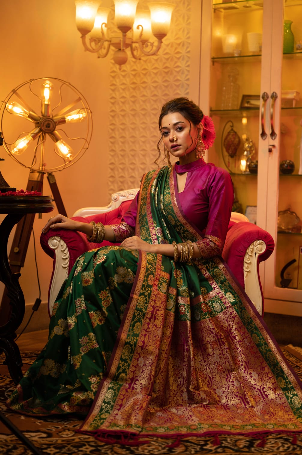 Green Soft Banarasi Silk Saree