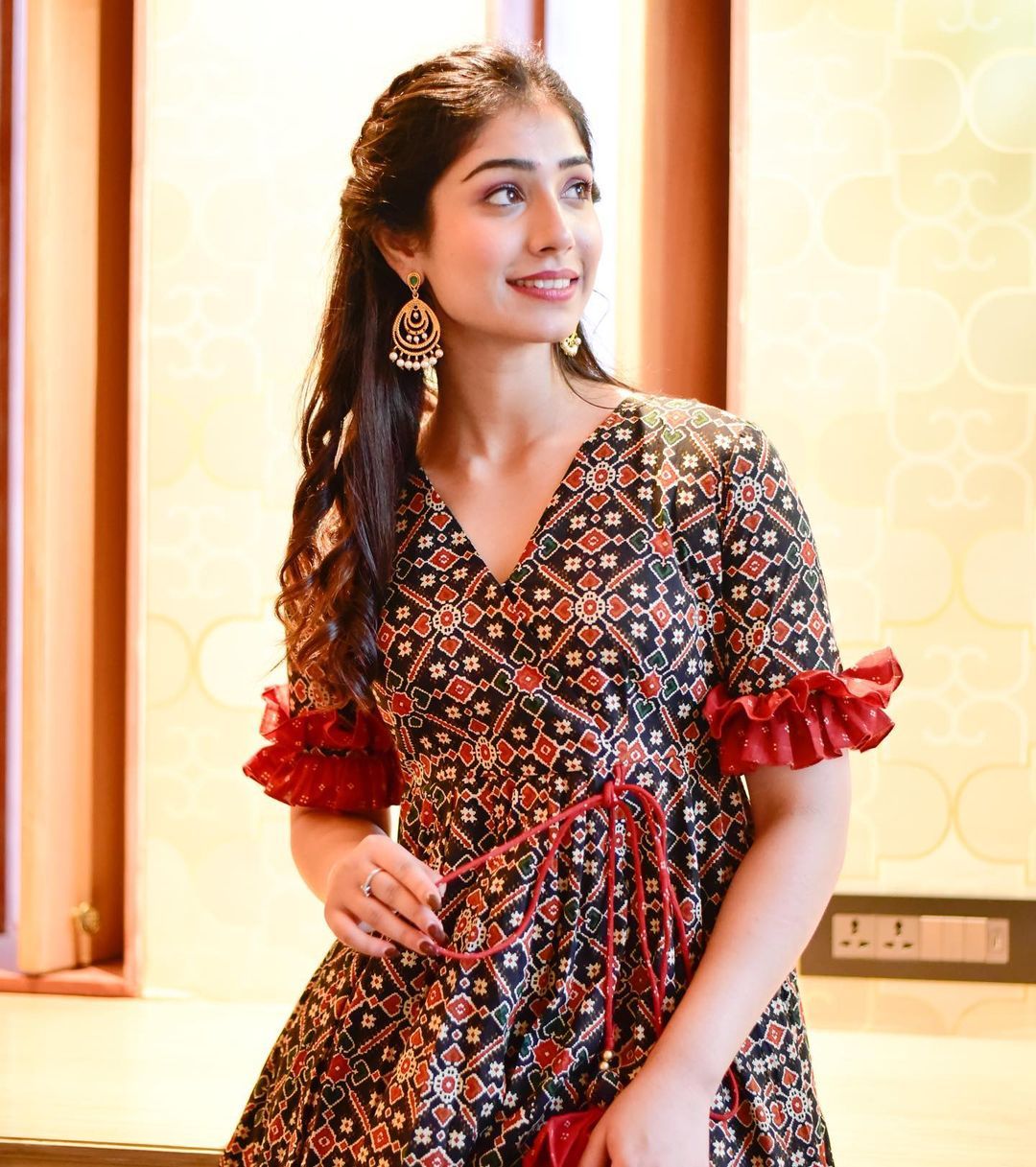 Beautiful Voguish Printed cotton Flared Suit Set