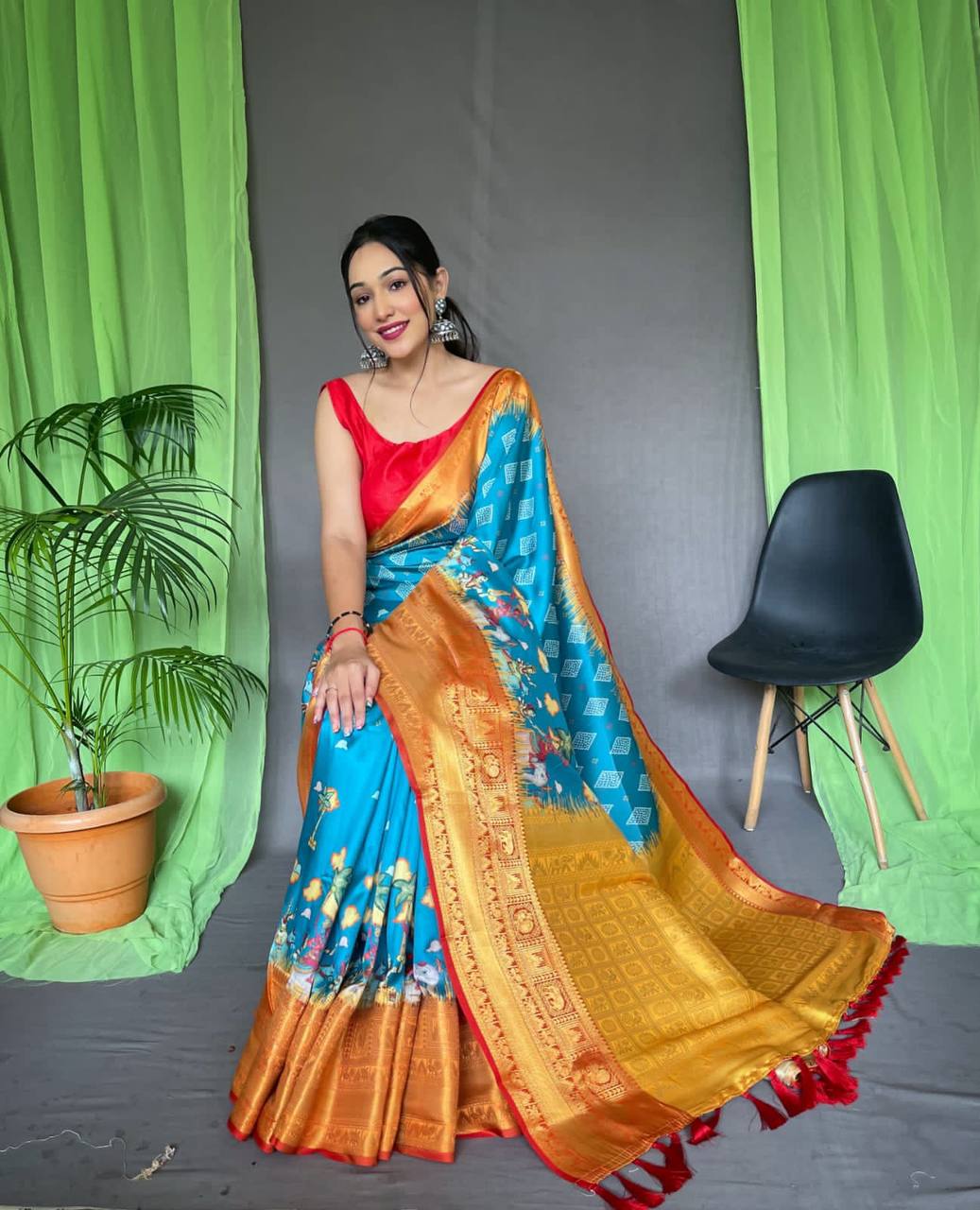 Pure Kanchipuram Digital Printed Saree