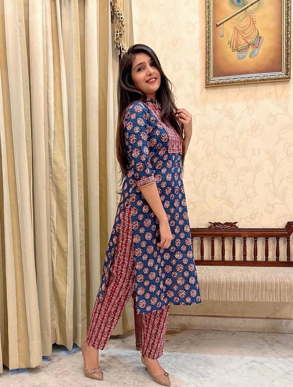 Daily Wear Superhit Cottan With Digital Printing Kurti Pent Set