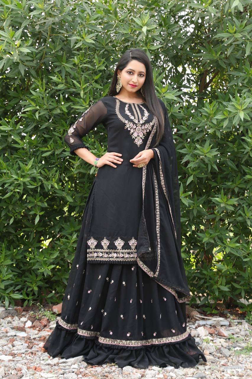 Embroidery Stiched Faux Georgette Dress