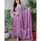 Cotton Wine Kurti With Dupatta Set