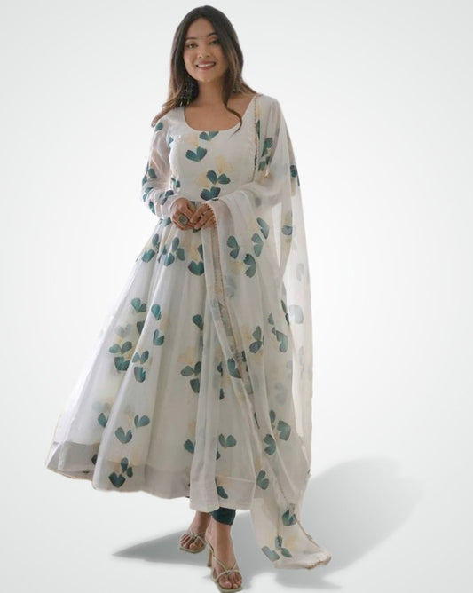 Georgette Printed Kurta Set With Dupatta