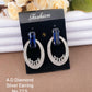 Blue & Silver Plated Geometric Drop Earrings