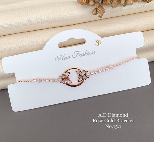 Diamond Rose Gold Colour Bracelet For Girl & Women