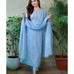 Cotton Sky Blue Kurti With Dupatta Set