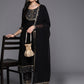 Rayon Slub Gorgeous Printed Black Kurta Set