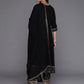 Rayon Slub Gorgeous Printed Black Kurta Set