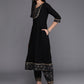 Rayon Slub Gorgeous Printed Black Kurta Set