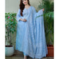 Cotton Sky Blue Kurti With Dupatta Set