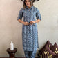 Women's Beautiful Blue Colour Cotton Kurta With Bottomwear