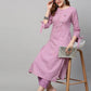 Beautiful Rayon Pink Embroidery work Kurti With Pant