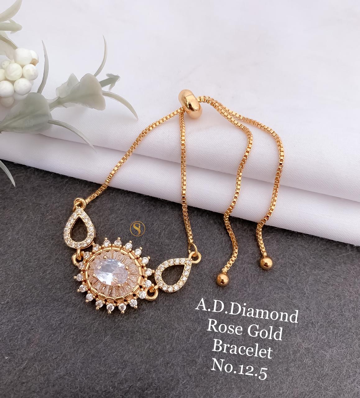 Women Rose Gold Brass Cubic Zirconia Wraparound Bracelet