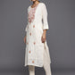 Viscose Rayon White Embroidery Kurta Set With Dupatta Set