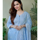 Cotton Sky Blue Kurti With Dupatta Set