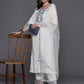 Viscose Chanderi White Embroidery Kurta Set With Dupatta Set