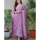 Cotton Wine Kurti With Dupatta Set