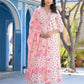 Women's Beautiful Cotton Pink Colour & Floral Prints Suit Set