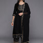 Rayon Slub Gorgeous Printed Black Kurta Set