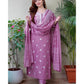 Cotton Wine Kurti With Dupatta Set