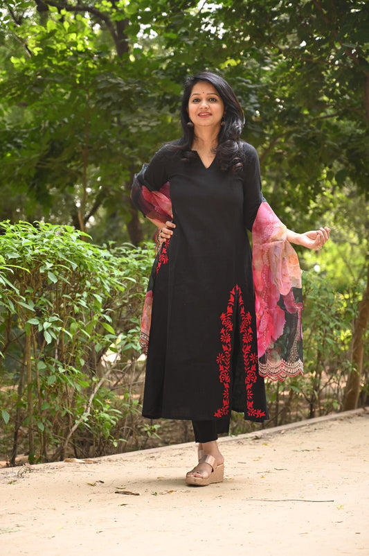 Gorgeous Cotton Kurta With Dupatta Set