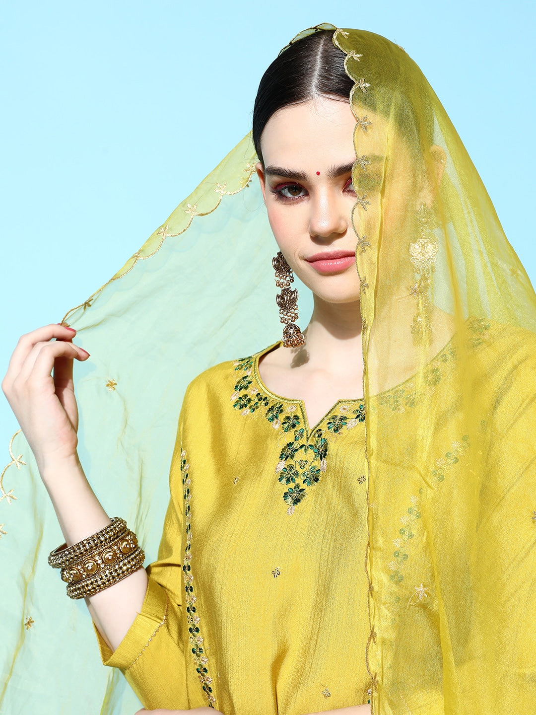 Viscose Rayon Fabric Embroidery Work Kurta Set