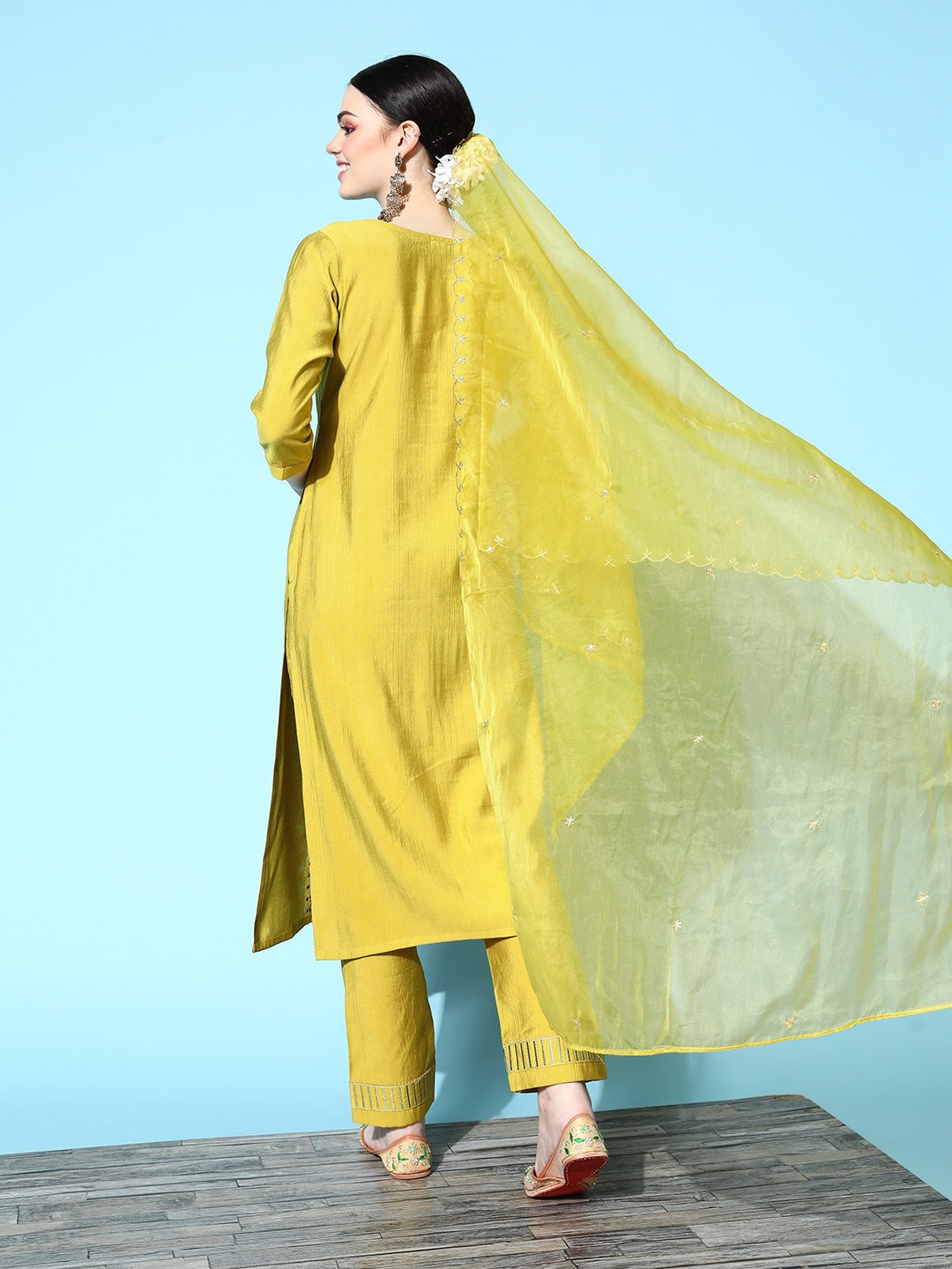 Viscose Rayon Fabric Embroidery Work Kurta Set
