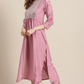 Rayon Slub Embroidered Kurta Set With Dupatta