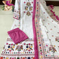 Printed-Embroidered Muslin Kurti With Sequence Dupatta Set