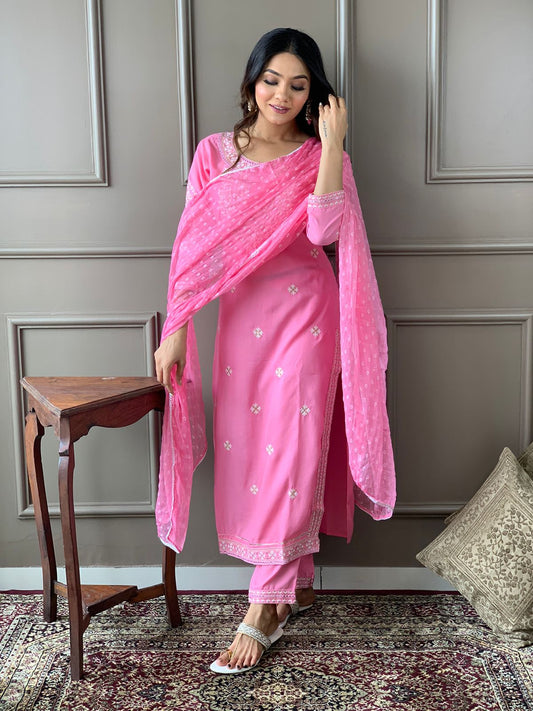 Beautiful kurta with heavy embroidery work with dupatta
