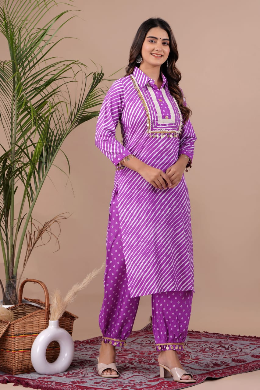 Cotton Afghan Style Kurta Pant Set