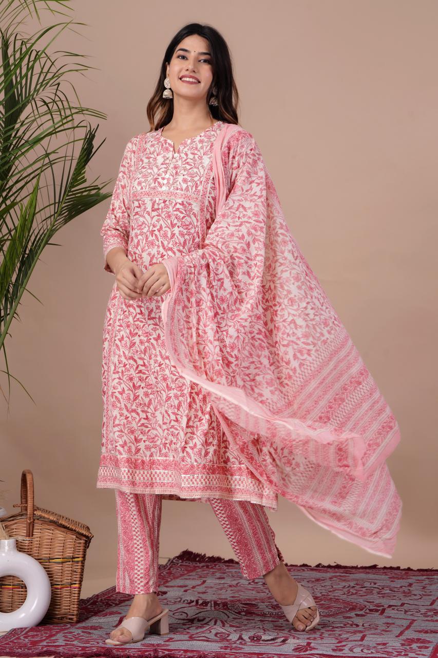 Gorgeous Cotton Kurta With Dupatta Set