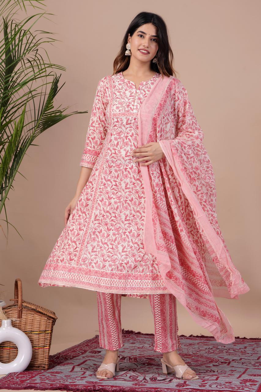 Gorgeous Cotton Kurta With Dupatta Set