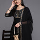 Rayon Slub Gorgeous Printed Black Kurta Set