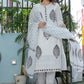 Cotton Chicken Shifli Work With Handblock Print Kurta Set