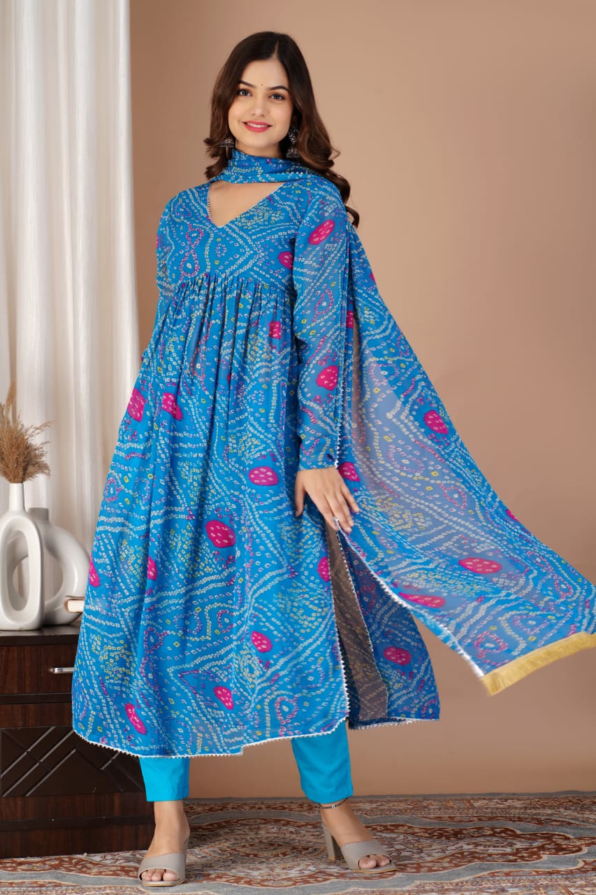 Latest traditional bandhani Print Dress