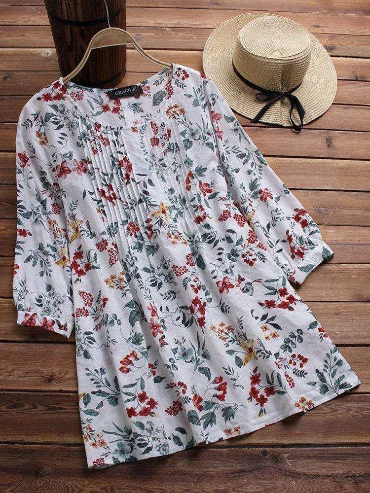 Floral Printed Cotton Casual Tunic