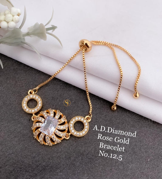 Women Rose-Gold Toned & Plated American Diamond Bracelet